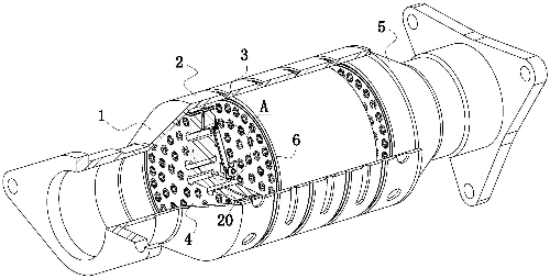 Automotive Three-Way Catalytic Converter Structural Diagram