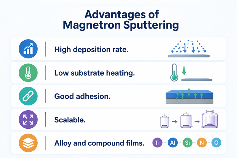 Advantages of Magnetron Sputtering